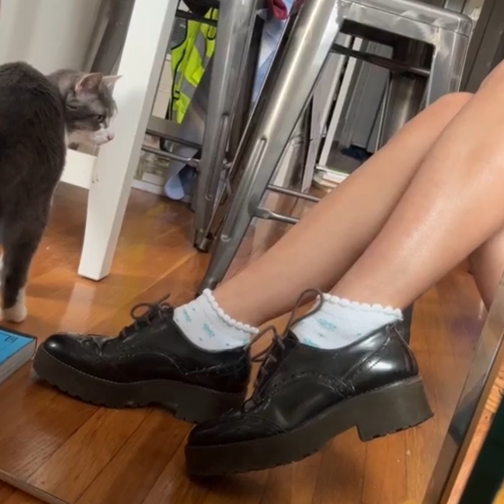 Platform Vintage Brown Chunky Leather Oxford Brogues Shoes